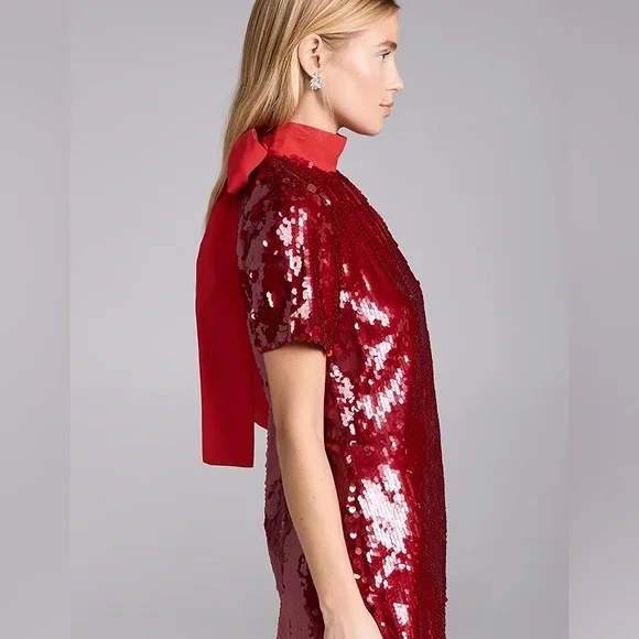 STAUD MINI ILANA DRESSPOINSETTIA SEQUINS